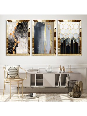 Zevahir Mobilya Dekorasyon Soyut Desen Gümüş Pleksi Kenar Mdf Tablo