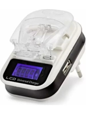 Akıllı Göstergeli Batarya Pil Şarj Aleti Üniversal Çok Amaçlı USB Girişli Dijital Adaptör