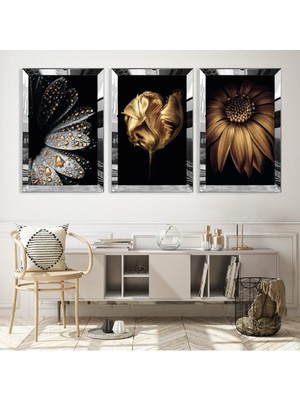 Zevahir Mobilya Dekorasyon Çiçek Gümüş Pleksi Kenar Mdf Tablo