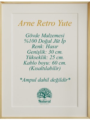 Yutedekor Arne'r Hasır Avize, Salon Avize, Yatak Odası Avize, Çocuk Odası Avize,  Bohem Avize