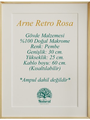 Arne'r Pembe Avize, Salon Avize, Yatak Odası Avize, Çocuk Odası Avize, Bohem Avize