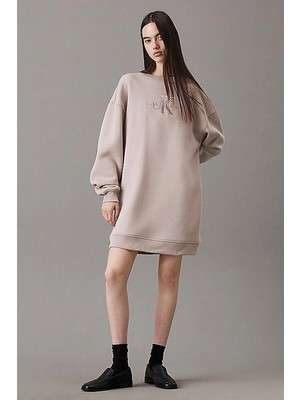 Calvin Klein Embroıdered Monologo Crew Dress