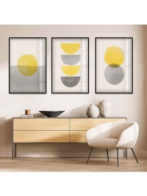 SOYUT DESEN 3'LÜ METAL ÇERÇEVELİ CAM TABLO SETİ