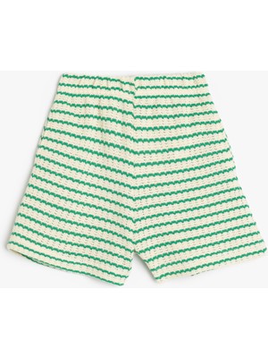 Koton Ajurlu Şort Beli Lastikli Pamuk Karışımlı