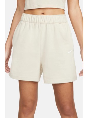 Nike Sportswear Essential Loose Fit Jersey Shorts Bol Kesim Jarse Kumaş Kadın Şort Bej