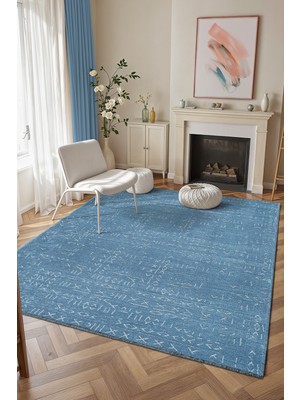 Colore Home Cool Mavi Kaymaz Taban Yıkanabilir Kilim Yolluk