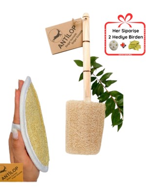 Antilop Batık ve Selülit Karşıtı Kabak Lif Paketi, Sırt Için Ahşap Saplı, Bacaklar Için Geçirmeli Lif