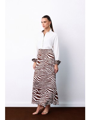 Zebra Desen Etek - Kahve