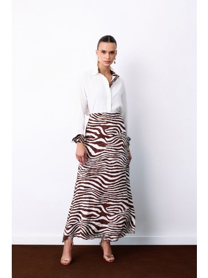 Zebra Desen Etek - Kahve