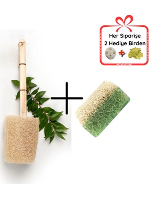 Antilop Selülit Karşıtı Organik Set, Ahşap Saplı Kabak Lif ve Kabak Lif Dokulu Aloe Vera Sabunu