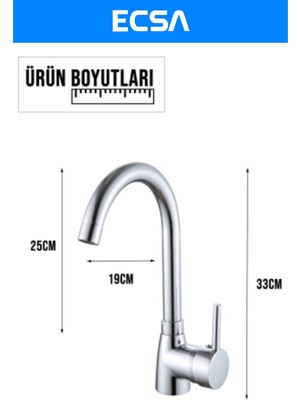 ECSA Krom Delta Baston Borulu Mutfak Evye Bataryası