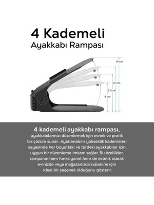 Gardino Home 10 Lu Ayakkabı Rampası Ayakkabı Düzenleyici Dolap Içi Organizer- Siyah