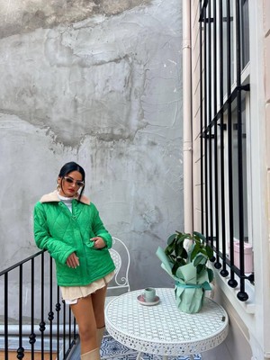 Kürk Detaylı Kapitone Ceket