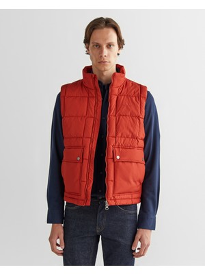 Gant Erkek Bordo Regular Fit Fermuarlı Yelek Dik Yaka Özelliği ile 2024 Sonbahar - Kış