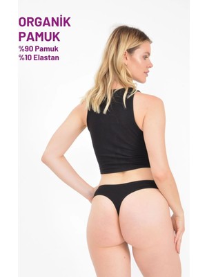 LadyMelex Tanga, Klasik Tanga, Siyah - Beyaz - Gri, 6 Adet Klasik Tanga