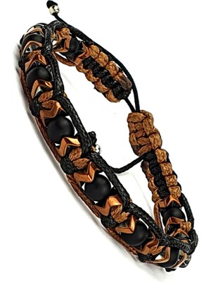 Mat Oniks ve Hematit Taşlı El Işi Şambala Bileklik