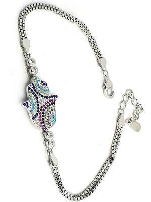Ose Shop Renkli Zirkon Taşlı 925ayar Gümüş Fatmanın Eli Bileklik
