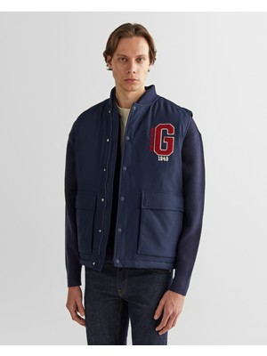 Gant Erkek Lacivert Regular Fit Hakim Yaka Logolu Yelek 7124310T.433 2024 Sonbahar - Kış