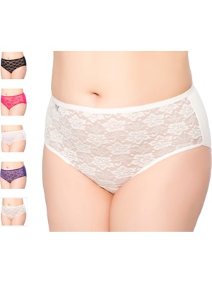Gümüş Kadın Likralı  Tüllü Bato Külot 3044 6'lı Paket