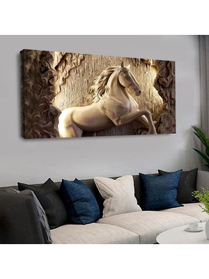 Zevahir Mobilya Dekorasyon 120 X 60 Cm Kanvas Yontma At Tablo