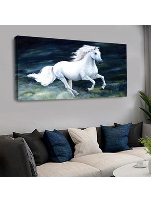 Zevahir Mobilya Dekorasyon 120 X 60 Cm Kanvas Beyaz At Tablo