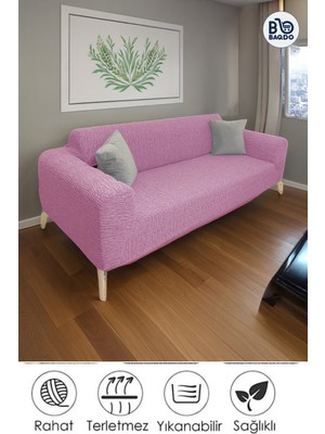 Baqdo Jakarlı Koltuk Örtüsü Kaliteli, Lastikli, Streç, Esnek, Çekyat, Kanepe Kılıfı Yıkanabilir 3lü (3 Kişilik)