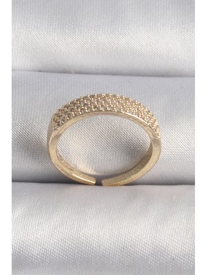 Stillove Pirinç Gold Renk Zirkon Taşlı Vıp Seri Kadın Yüzük
