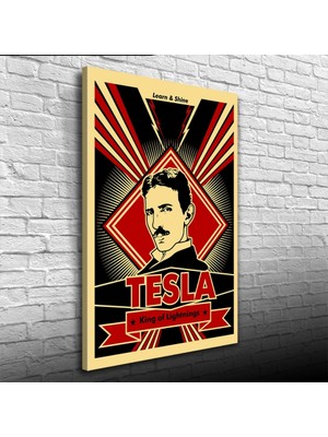 Pazarella Siyah Kırmızı Tesla Posteri Kanvas Tablo 50  x  70