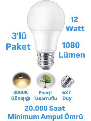 Repplam ERKLED 12W Günışığı LED Ampul 1080 Lümen E27 Duylu LED Lamba