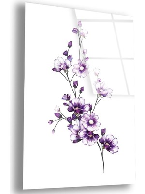 Zevahir Mobilya Dekorasyon Kırılmaz Cam Mor Çiçek Tablo