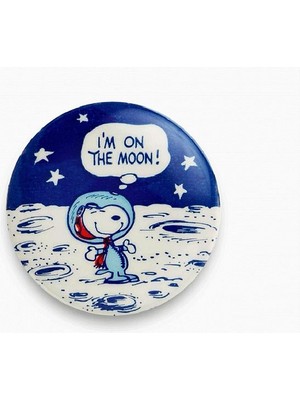 Snoopy I'm On The Moon Yazılı Rozet Metal