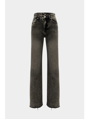 High Waist Wed Leg Kar Yıkama Geniş Paça Dikişsiz Jean