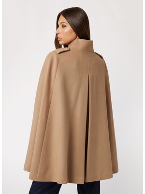 Guess Kahve Kadın Kaban Marlene Cape - Soft Mıxed Wool