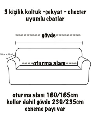 Baqdo Jakarlı Koltuk Örtüsü Kaliteli, Lastikli, Streç, Esnek, Çekyat, Kanepe Kılıfı Yıkanabilir 3lü (3 Kişilik)