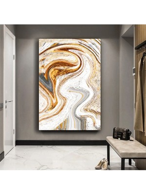 Zevahir Mobilya Dekorasyon Modern Sarı Beyaz Kanvas Tablo