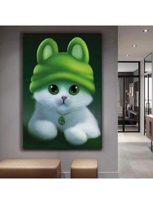 Zevahir Mobilya Dekorasyon Sevimli Kedicik Kanvas Tablo