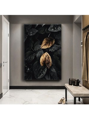 Zevahir Mobilya Dekorasyon Siyah Yaprak Kanvas Tablo