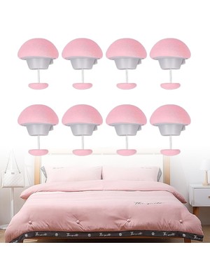 8 Adet Yorgan ve Çarşaf Tutucu Sabitleyici, Kaydırmaz Nevresim Düzenleyici Klipsler, Yatak Örtüsü Klipsi, Mantar Yuvarlak Sabitleme Klipsleri, Düğmeli Yorgan Sabitleme Tutacağı (Pembe)