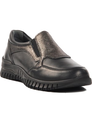 Ayakmod Hakiki Deri Siyah Kadın Günlük Ayakkabı