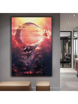 Zevahir Mobilya Dekorasyon Ay Yıldız Kanvas Tablo