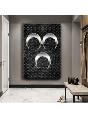 Zevahir Mobilya Dekorasyon 3 Hilal Motifli Kanvas Tablo