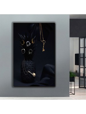 Zevahir Mobilya Dekorasyon Siyah Ananas Modern Kanvas Tablo