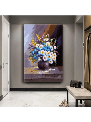 Zevahir Mobilya Dekorasyon Çiçekli Vazo Kanvas Tablo