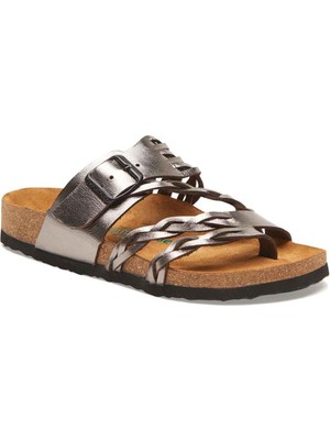 Comfortfüsse / Naomi - Deri Çok Bantlı Terlik ( Platin Nubuk Deri )