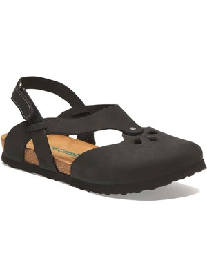 Comfortfüsse / Megan - Deri Sandalet ( Siyah Nubuk Deri )