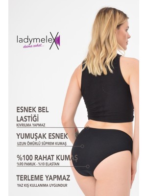 LadyMelex Kadın Külot, 7 Adet, Siyah Ten Gri Külot, Klasik Slip Külot, %100 Yumuşak Kumaş