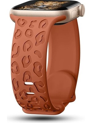 MobaxAksesuar Apple Watch 44/45/46/49mm Kordon Leopar Desen Yumuşak Silikon Kordon 2/3/4/5/6/se/7/8/9/10/11/ultra