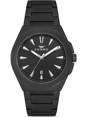Ferro F11498AWT-G Quartz Çelik Siyah 43 mm Erkek Kol Saati