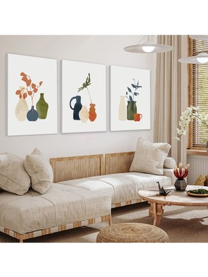 Minimalist Soyut Desen 3'lü Kanvas Tablo
