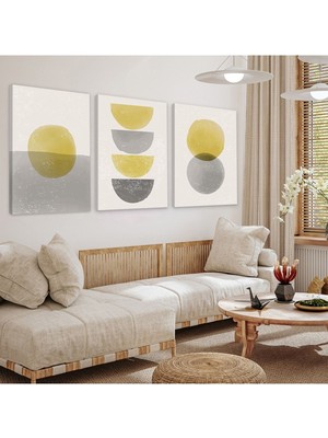 Şekiller Soyut Desen 3'lü Kanvas Tablo